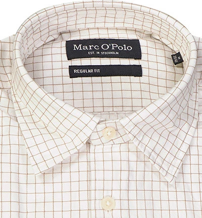 Marc O'Polo Hemd, Regular Fit, Bio Baumwolle, Weiß-hellbraun Kariert 4 Marc O'Polo Hemd, Regular Fit, Bio Baumwolle, Weiß-hellbraun Kariert – Bild 2