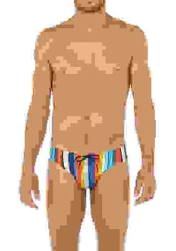 Hom Badeslip, Mikrofaser, Multicolor Gestreift -Maenner Mode Haus  409599 norm 1