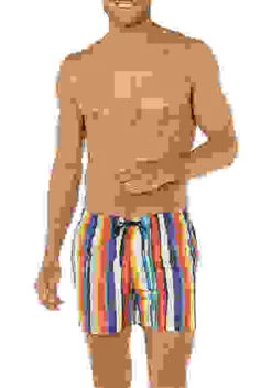 Hom Badesshorts, Mikrofaser, Multicolor Gestreift -Maenner Mode Haus  409600 norm 1