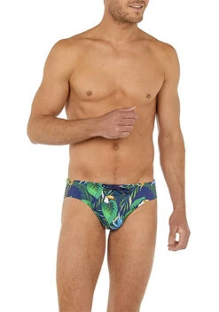 Hom Badeslip, Mikrofaser, Navy-grün Gemustert