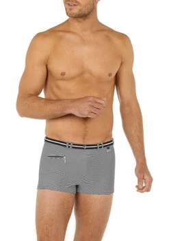 Hom Badetrunk, Mikrofaser, Schwarz-weiß Gestreift