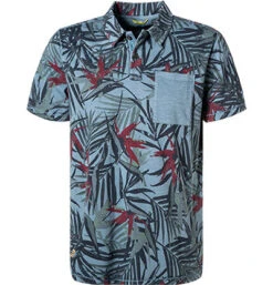 Camel Active Polo-Shirt, Baumwoll-Jersey, Indigo Gemustert