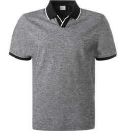 Bugatti Polo-Shirt, Baumwoll-Jersey, Schwarz Meliert