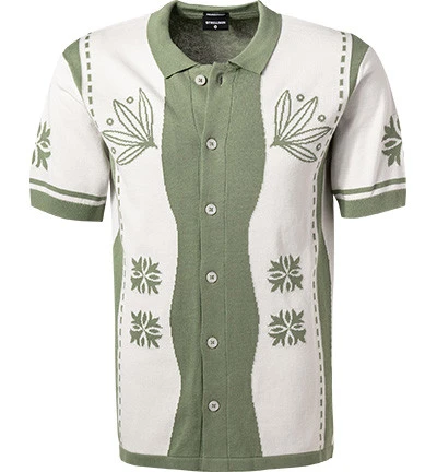 Strellson Strickhemd, Bio Baumwolle, Grün-weiß Gemustert 3 Strellson Strickhemd, Bio Baumwolle, Grün-weiß Gemustert