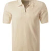 Zip-Polo, Baumwoll-Strick, Sand