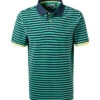 RAGMAN Polo-Shirt, Baumwoll-Piqué, Grün-navy Gestreift