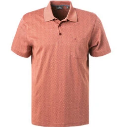 RAGMAN Polo-Shirt, Baumwoll-Piqué, Rost Gemustert