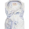Hemd, Shaped Fit, Baumwolle, Blau-weiß Gemustert -Maenner Mode Haus  411310 norm
