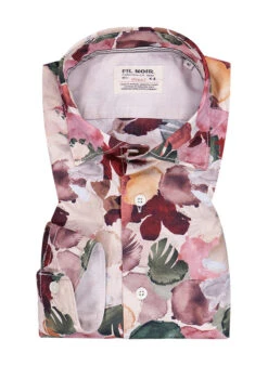 Hemd, Shaped Fit, Baumwolle, Orchidee-khaki Gemustert