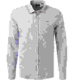 Hemd, Baumwolle-Leinen, Blau Gemustert -Maenner Mode Haus  411570 norm 1