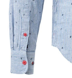 Hemd, Baumwolle-Leinen, Blau Gemustert -Maenner Mode Haus  411570 norm2