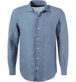 Hemd, Regular Fit, Leinen, Indigo Meliert