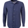 Hemd, Regular Fit, Leinen, Navy Meliert -Maenner Mode Haus  411654 norm