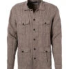 Hackett Overshirt, Leinen, Taupe Meliert -Maenner Mode Haus  411783 norm