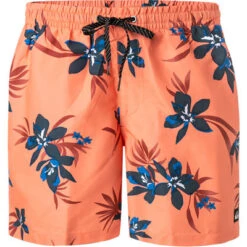 Quiksilver Badeshorts, Mikrofaser, Orange Gemustert