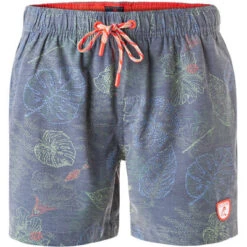 Badeshorts, Baumwolle, Navy Gemustert