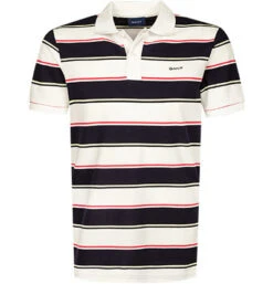 Gant Polo-Shirt, Baumwoll-Piqué, Wollweiß-navy Gestreift