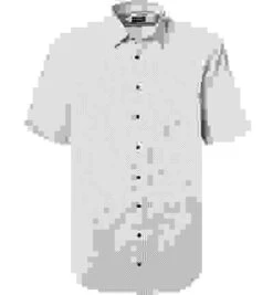 OLYMP Kurzarmhemd, Comfort Fit, Baumwolle, Weiß-blau Gemustert -Maenner Mode Haus  412607 norm 1