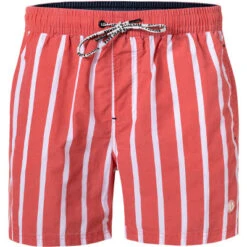 Pepe Jeans Badeshorts, Mikrofaser, Orangerot Gestreift
