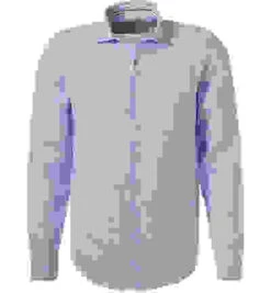 OLYMP Hemd, Body Fit, Reines Leinen, Bleu Meliert -Maenner Mode Haus  412722 norm 1