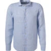 OLYMP Hemd, Body Fit, Reines Leinen, Bleu Meliert -Maenner Mode Haus  412722 norm