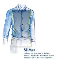 OLYMP Hemd, Body Fit, Reines Leinen, Bleu Meliert -Maenner Mode Haus  412722 norm3