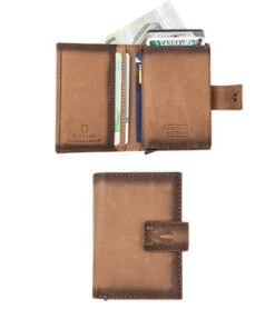 Camel Active Pop-up-Kartenetui, Metall-Nubukleder, Hellbraun