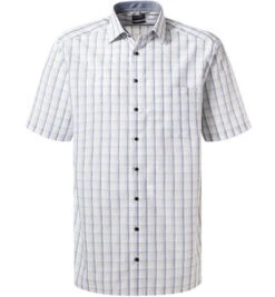 Maenner Mode Haus 13 OLYMP Hemd, Comfort Fit, Baumwolle, Natur-blau Kariert