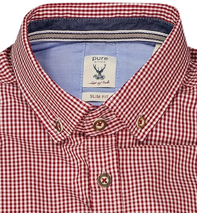 Pure Hemd, Slim Fit, Baumwolle, Rot-weiß Kariert 5 Pure Hemd, Slim Fit, Baumwolle, Rot-weiß Kariert – Bild 3
