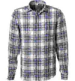 OLYMP Hemd, Body Fit, Reines Leinen, Blau Kariert -Maenner Mode Haus  413216 norm 1