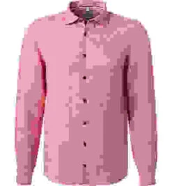 OLYMP Hemd, Body Fit, Reines Leinen, Rot Meliert -Maenner Mode Haus  413220 norm 1