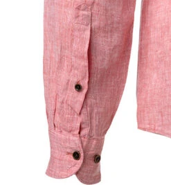 OLYMP Hemd, Body Fit, Reines Leinen, Rot Meliert -Maenner Mode Haus  413220 norm2