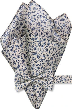 OLYMP Set, Schleife + Einstecktuch, Beige-dunkelblau Gemustert