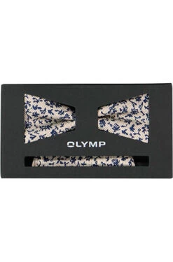 OLYMP Set, Schleife + Einstecktuch, Beige-dunkelblau Gemustert -Maenner Mode Haus  413237 norm4