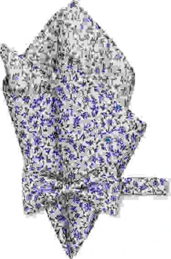 OLYMP Set, Schleife + Einstecktuch, Blau-weiß Gemustert -Maenner Mode Haus  413238 norm 1