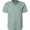 Ben Sherman Kurzarmhemd, Regular Fit, Baumwolle, Blau-grün Gemustert