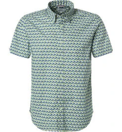 Ben Sherman Kurzarmhemd, Regular Fit, Baumwolle, Blau-grün Gemustert