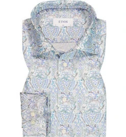 ETON Hemd, Slim Fit, Baumwolle-Tencel, Multicolor Gemustert