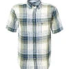 FYNCH-HATTON Kurzarmhemd, Reines Leinen, Blau-grün Kariert -Maenner Mode Haus  414240 norm