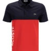Lacoste Polo-Shirt, Regular Fit, Baumwoll-Piqué, Blau-rot -Maenner Mode Haus  414399 norm