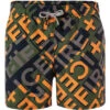 Badeshorts, Mikrofaser, Grün-orange Gemustert -Maenner Mode Haus  414453 norm