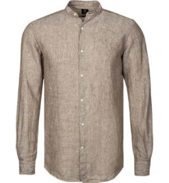 Hemd, Regular Fit, Reines Leinen, Sand Meliert