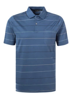 Polo-Shirt, Mercerisierte Baumwolle, Blau Gestreift