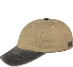 Baseballcap, Baumwolle, Beige-schwarz