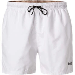 Badeshorts, Mikrofaser, Weiß