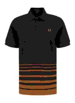 Fred Perry Polo-Shirt, Baumwoll-Piqué, Schwarz-orange Gestreift -Maenner Mode Haus  414929 norm 1