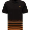 Fred Perry Polo-Shirt, Baumwoll-Piqué, Schwarz-orange Gestreift -Maenner Mode Haus  414929 norm
