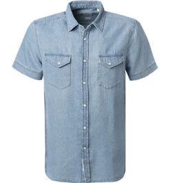 Mustang Kurzarmhemd, Regular Fit, Baumwolle, Jeansblau