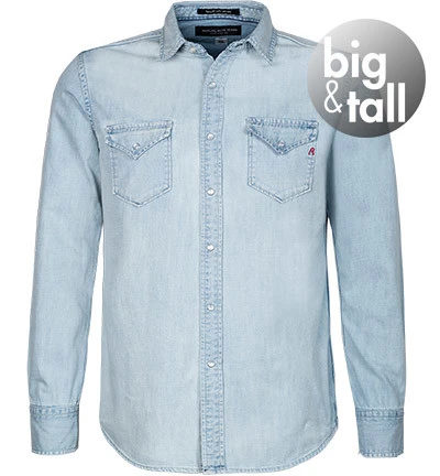 Replay Jeanshemd, Big&Tall, Bio Baumwolle, Hellblau 3 Replay Jeanshemd, Big&Tall, Bio Baumwolle, Hellblau