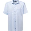 OLYMP Kurzarmhemd, Comfort Fit, Baumwolle, Bleu Meliert -Maenner Mode Haus  415421 norm